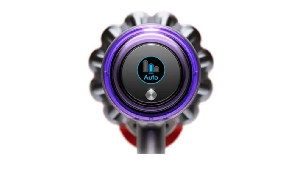 Der typische Dyson Luftansaugkranz mit Akkuanzeige