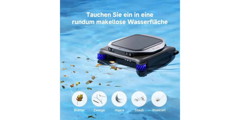 Dreame J1 Poolroboter - Kompakter Skimmer mit 24/7-Solarbetrieb