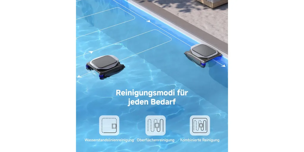 Dreame J1 Poolroboter - Kompakter Skimmer mit 24/7-Solarbetrieb