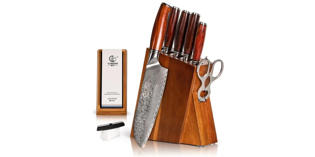 YARENH – 8-teiliges Damastmesser-Set mit Block