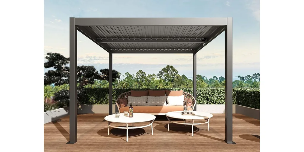 Pergola HWC-L46 3×4 m – stabile Aluminium-Basis, sturmfest & mit Regenrinne