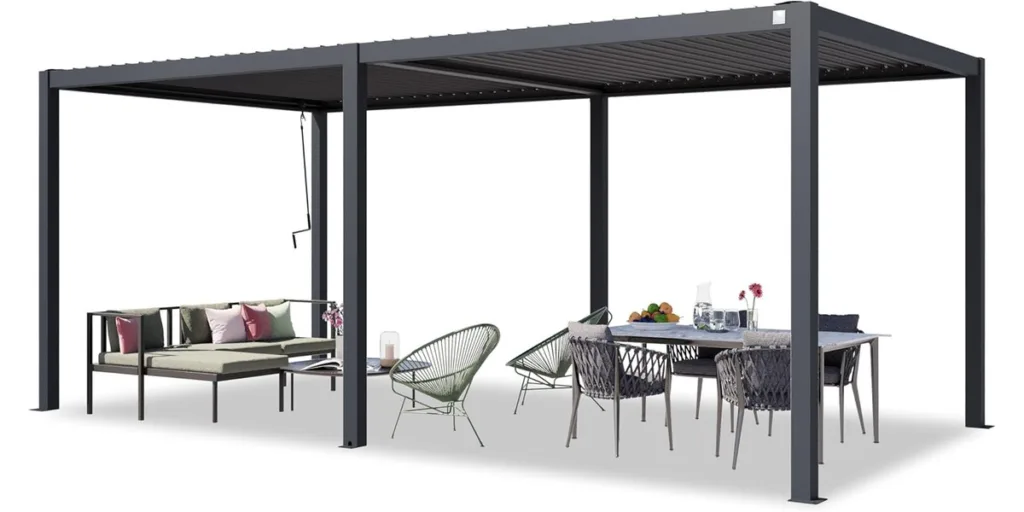 PRIMEYARD Pergola 3×6 m – Großformat mit Lamellendach, wasserdicht & windfest