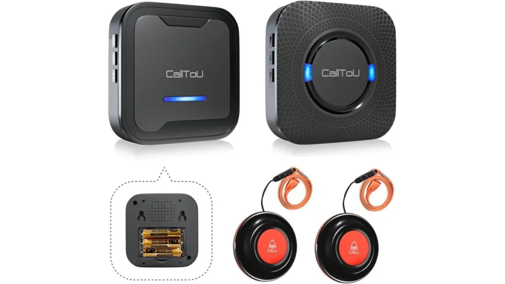 CallToU Notrufknopf – Schwarzes Set mit 2 Sendern & 2 mobilen Empfängern