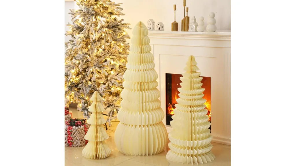 AmazingSpark Waben-Weihnachtsbaum-Set aus Papier mit 3D-Wabenstruktur
