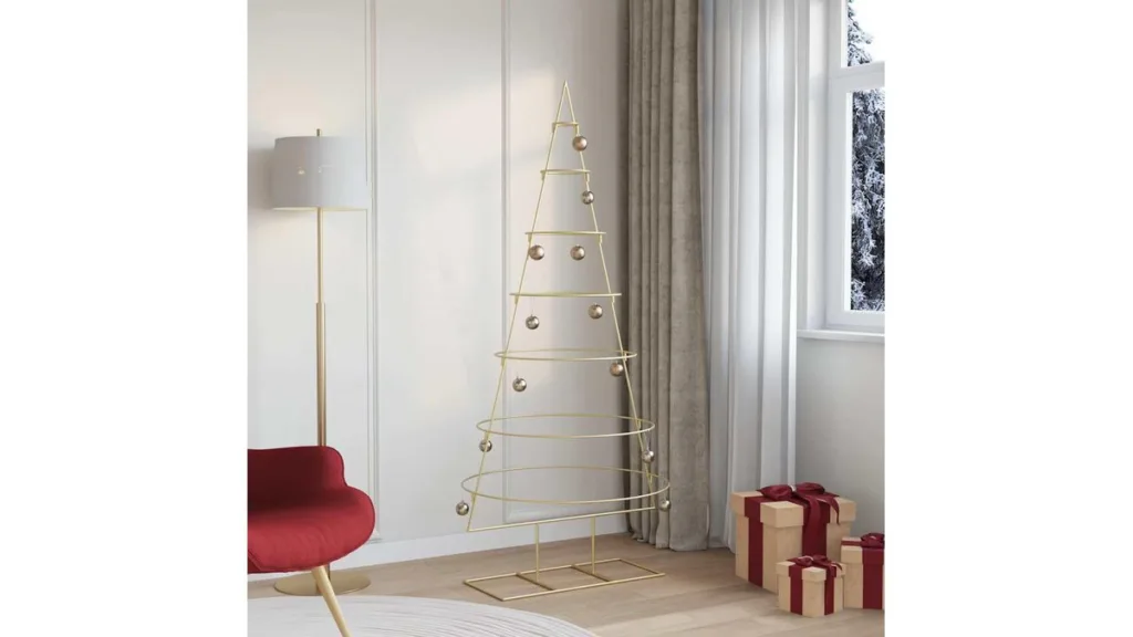Teenpull Metall-Weihnachtsbaum aus goldfarben pulverbeschichtetem Stahl