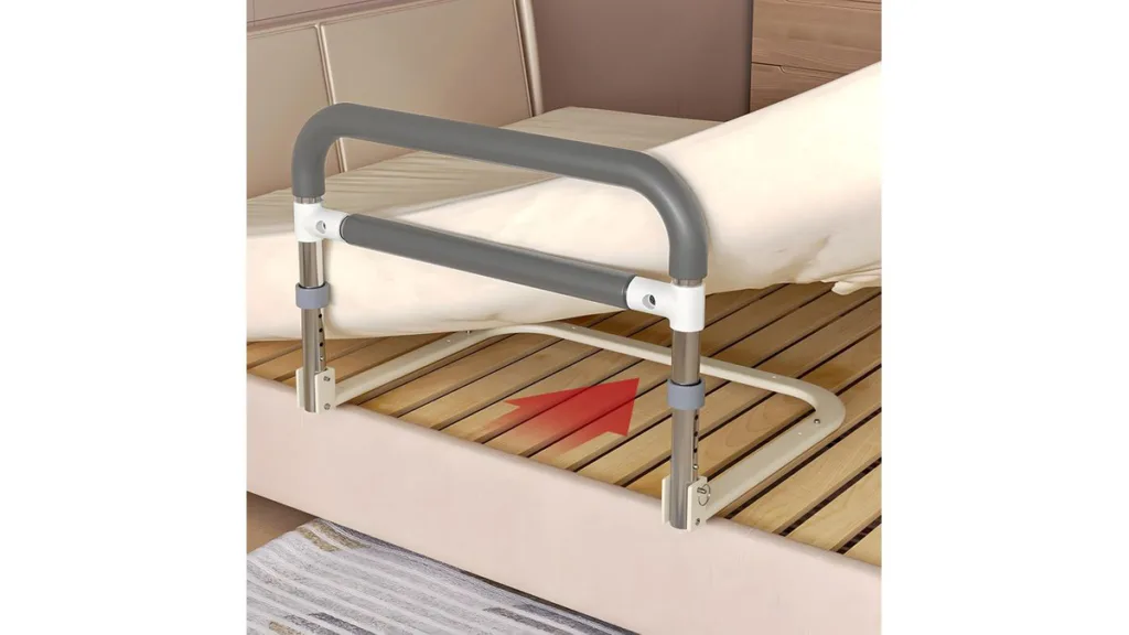 Höhen- und breitenverstellbare Aufstehhilfe aus Metall mit Schwammgriff