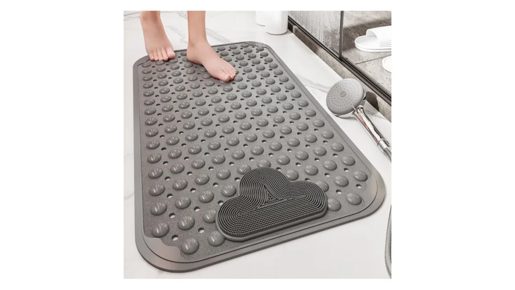 eine graubraune Duschmatte in größerem Format