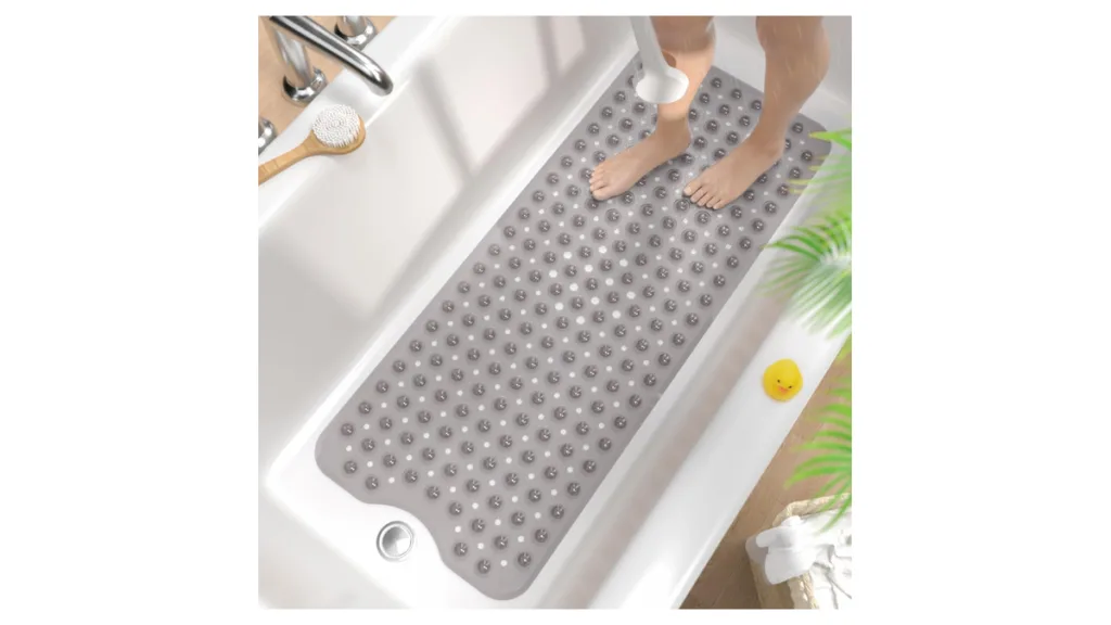 extra lange Badewannenmatte ebenfalls von HITSLAM in grau