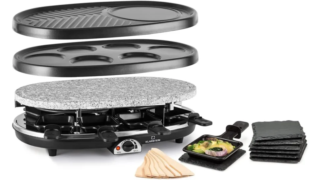 der Klarstein Raclette-Grill mit seinen austauschbaren Platten