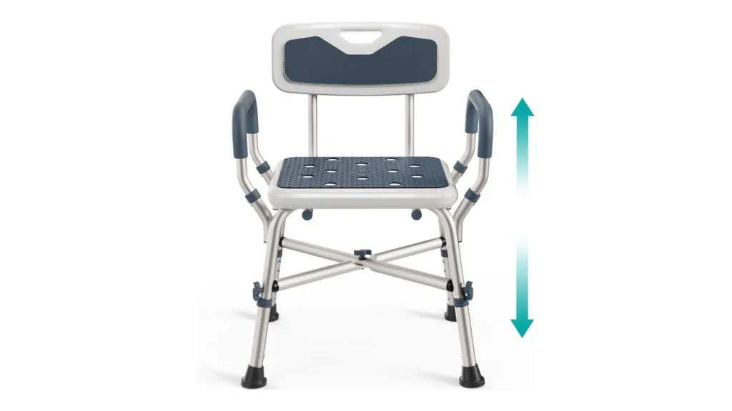 Stabiler Duschstuhl mit Armlehnen und Rückenlehne, Hochlast-Badehilfestuhl