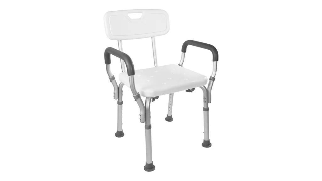 Vaunn Duschstuhl mit Rückenlehne und Armlehnen, höhenverstellbarer Badehilfestuhl für Senioren