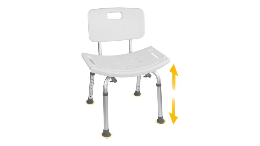 Vaunn Duschstuhl mit abnehmbarer Rückenlehne und seitlichen Griffen, werkzeuglose Montage