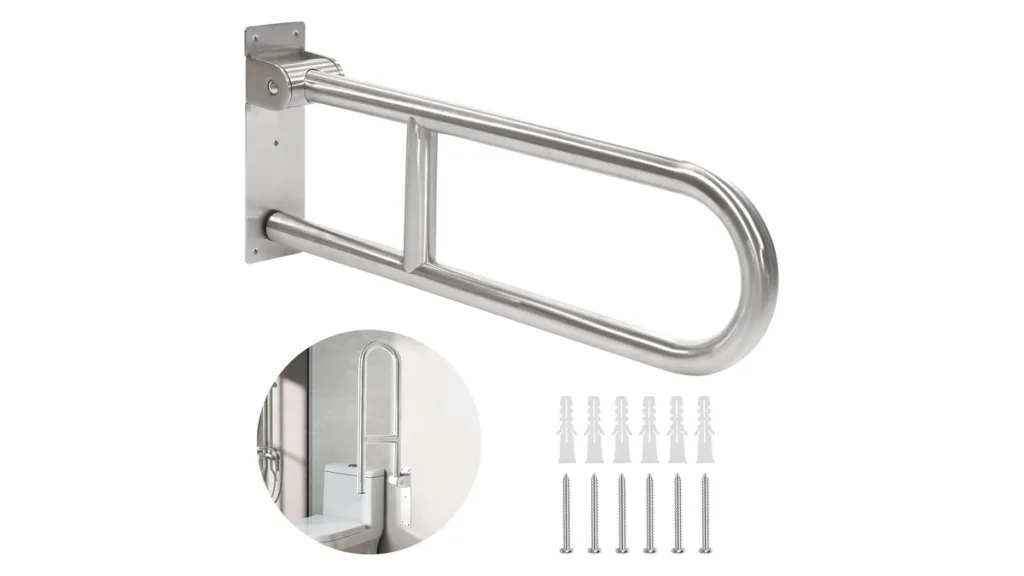 Edelstahl-Wandstützgriff für das WC als feste seitliche Haltemöglichkeit beim Aufstehen