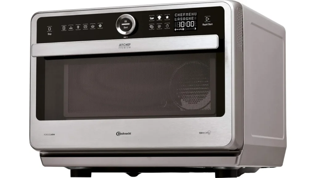 die silberne Bauknecht Jet Chef Mikrowelle mit Heißluft und Grill