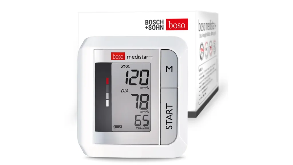 das Bosch + Sohn Blutdruckmeßgerät medistar+ in Weiß/Silber