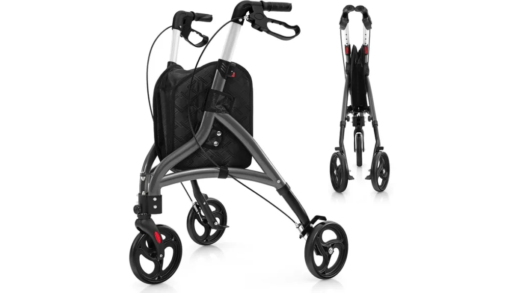 einer der COSTWAY Dreirad-Rollatoren in Grau