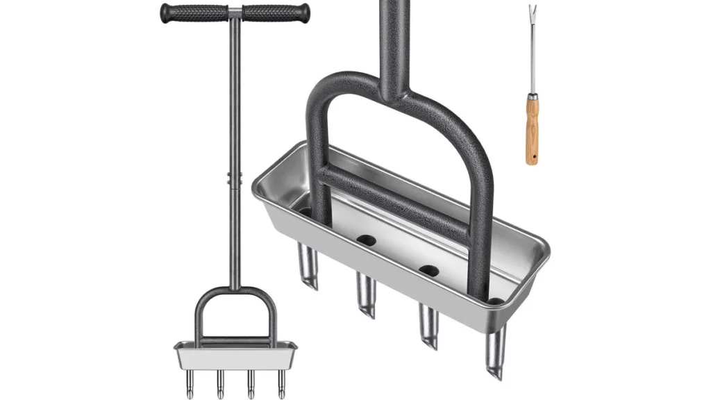 der Dolibest Hohlspoon Aerifizierer mit 4 Zinken und Schale