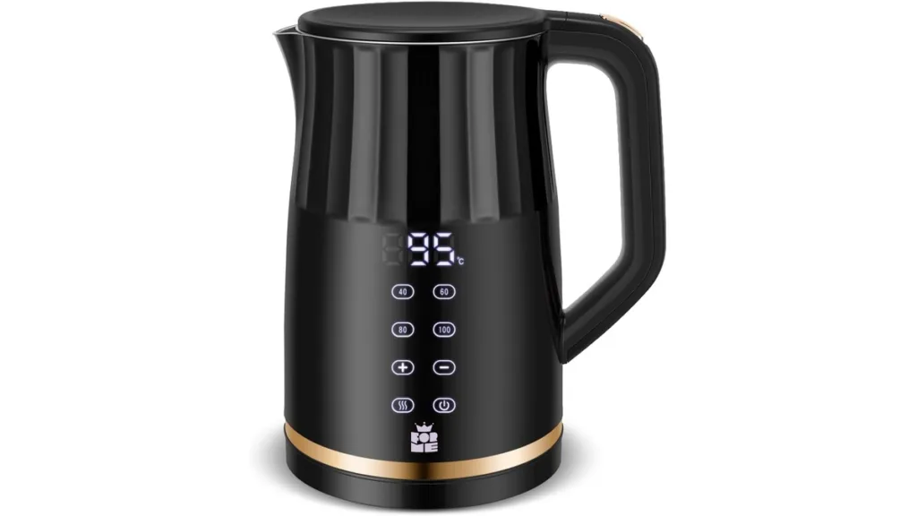 der ForMe Edelstahl Wasserkocher mit Temperatureinstellung in Schwarz