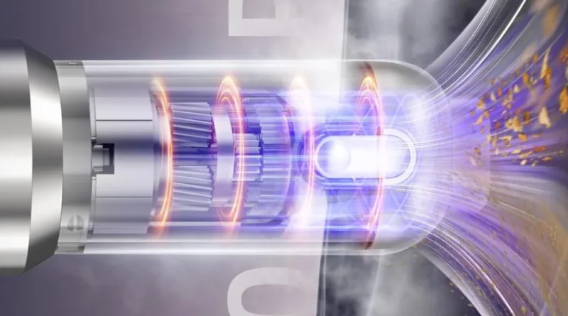 Handstaubsauger transparent dargestellt, um den Motor zu sehen