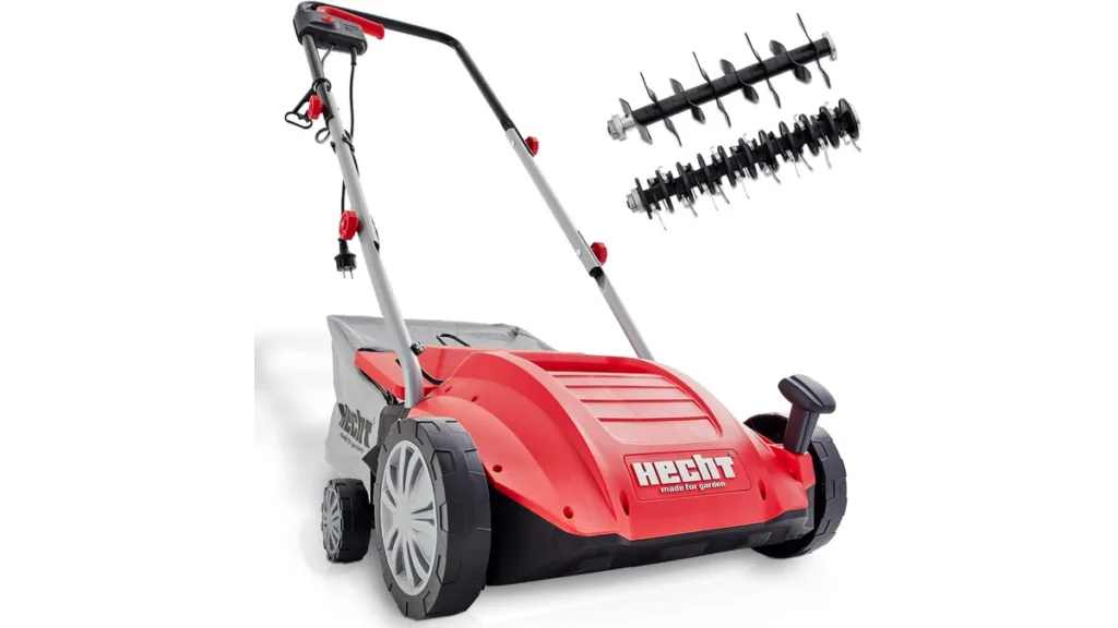 der HECHT 2-in-1 Elektro-Vertikutierer mit 1500 Watt und einer Arbeitsbreite von 32 cm