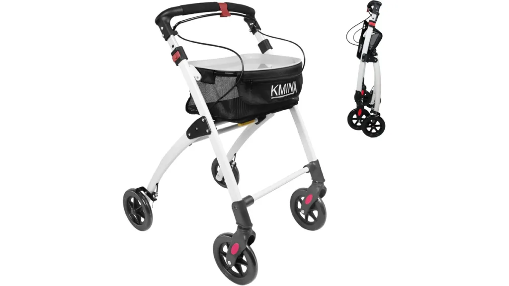 der KMINA PRO Leichtgewicht-Rollator in Weiß mit 6,0 kg Gewicht