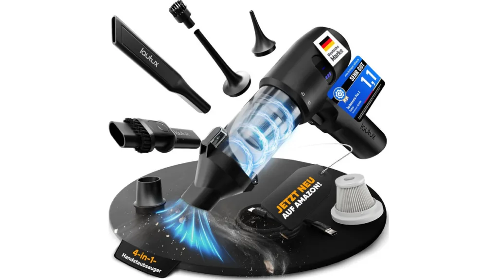 der Lautux Handstaubsauger Turbotastic Pro 2 mit all seinen Aufsätzen