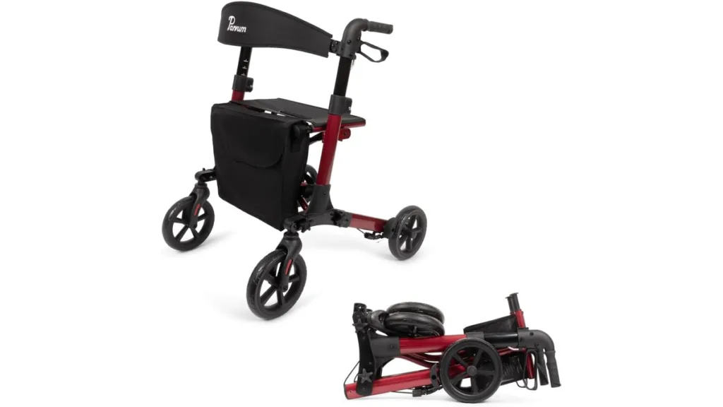 der Parvum Brava 6,8 kg Leichtgewicht-Rollator in Rot