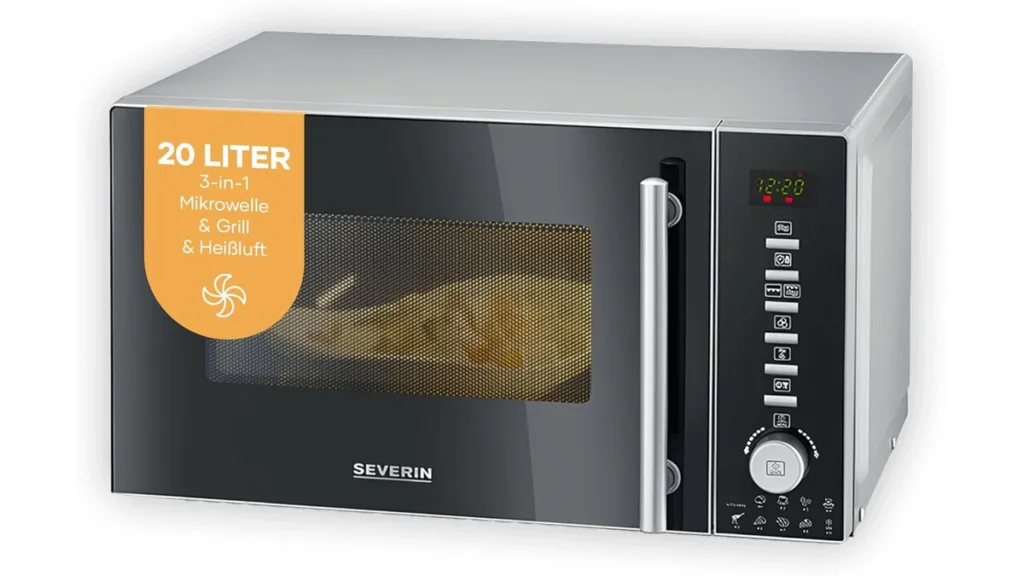 die severin Mikrowelle mit Heißluft und Grill mit schwarzer Oberfläche