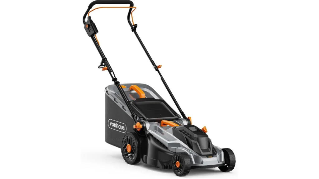 der VonHaus Elektro-Rasenmäher mit 38 cm Schnittbreite und einer Leistung von 1600 Watt