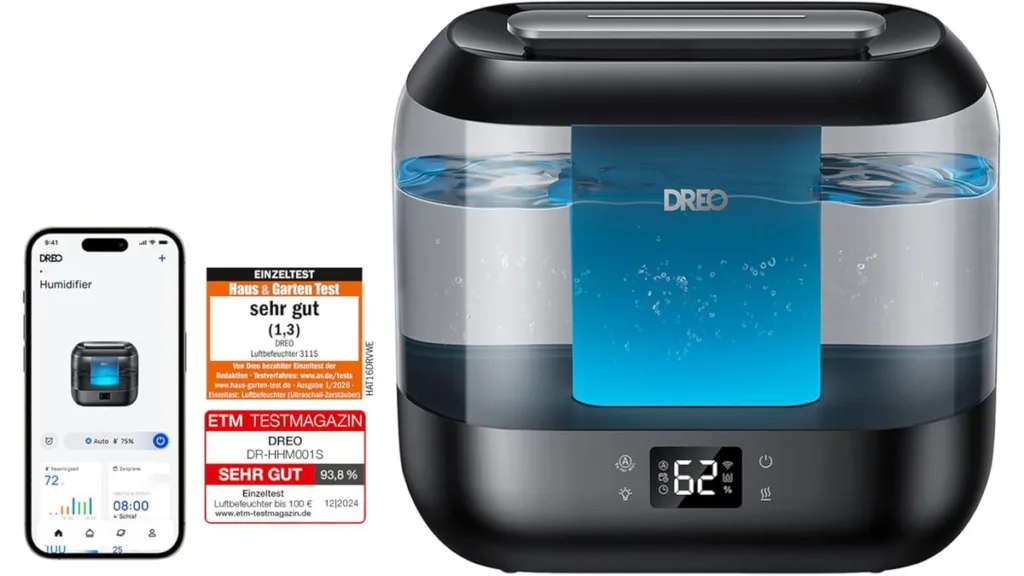 Der Dreo Smart Luftbefeuchter für Schlafzimmer in Schwarz