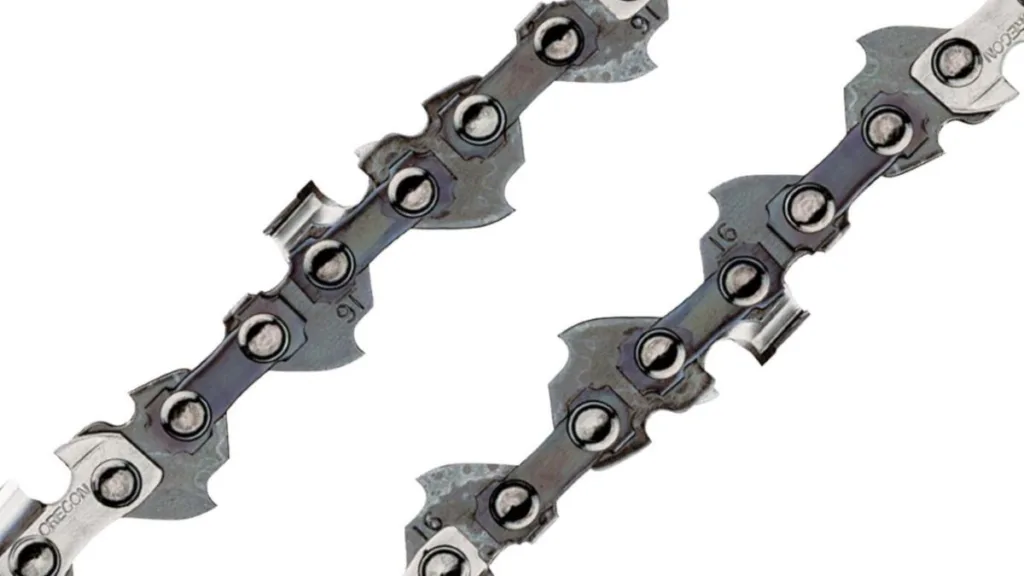 eine Sägekette für Kettensägen in Nahaufnahme
