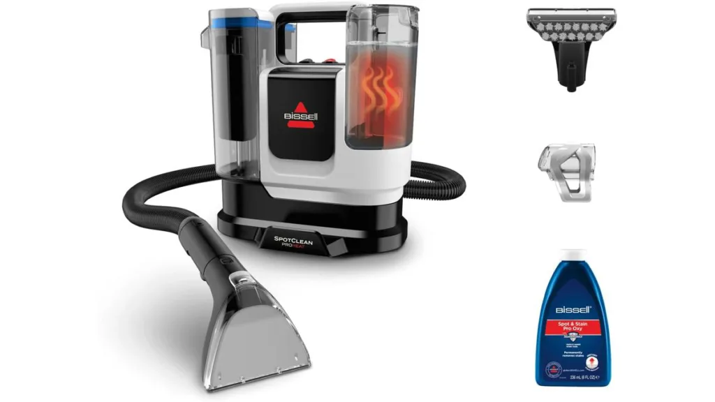 der Bissell SpotClean ProHeat Advanced Fleckenreiniger mit Sprüh- und Absaugtechnik