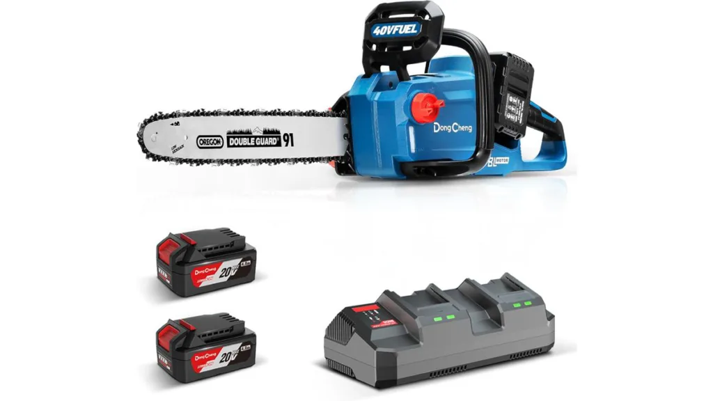 die blaue Dong Cheng 40V Akku-Kettensäge