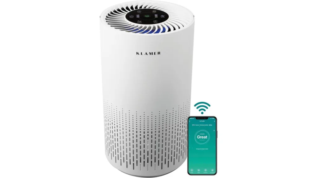 der KLAMER Luftreiniger 300i mit höherer Luftleistung für mittelgroße Räume