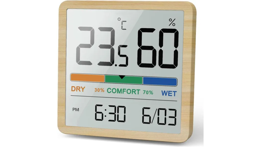 das NOKLEAD Hygrometer in Holzoptik