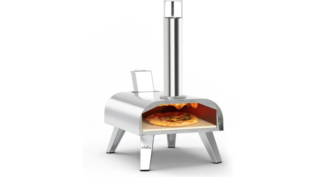 BIG HORN OUTDOORS Pellet-Pizzaofen aus Edelstahl mit Pizzastein für Outdoor-Pizza
