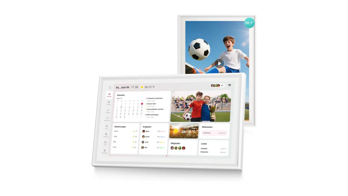 Airzeen 10,1" Touchscreen Familienkalender Bilderrahmen