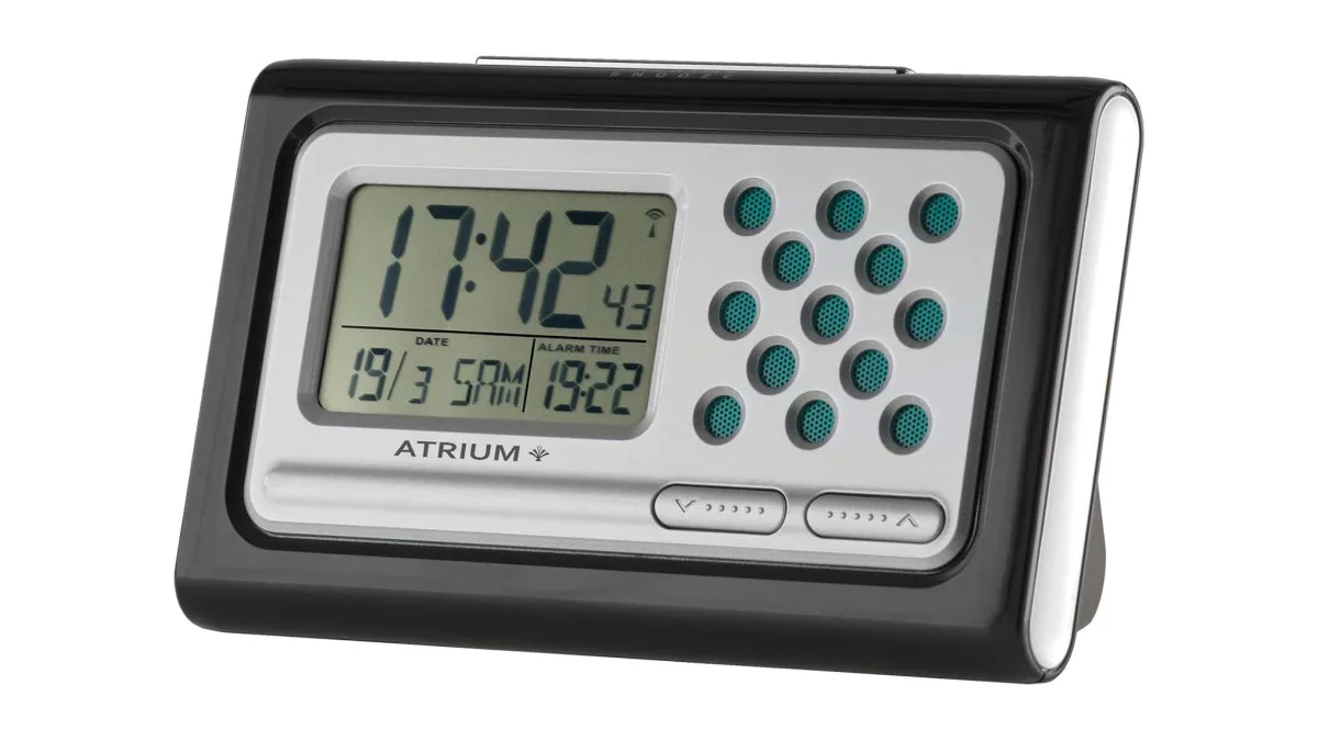 Atrium A310-7 sprechender Funkwecker schwarz silber