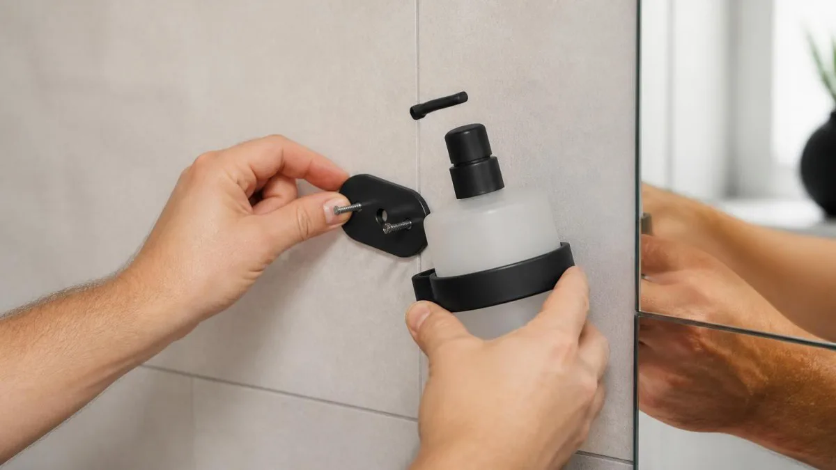 Wandmontage eines automatischen Seifenspenders an Fliesen