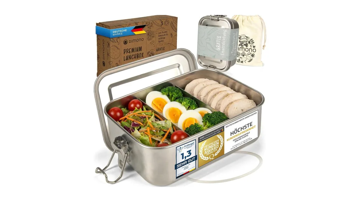 Dimono Edelstahl Lunchbox 1400ml auslaufsicher Brotdose