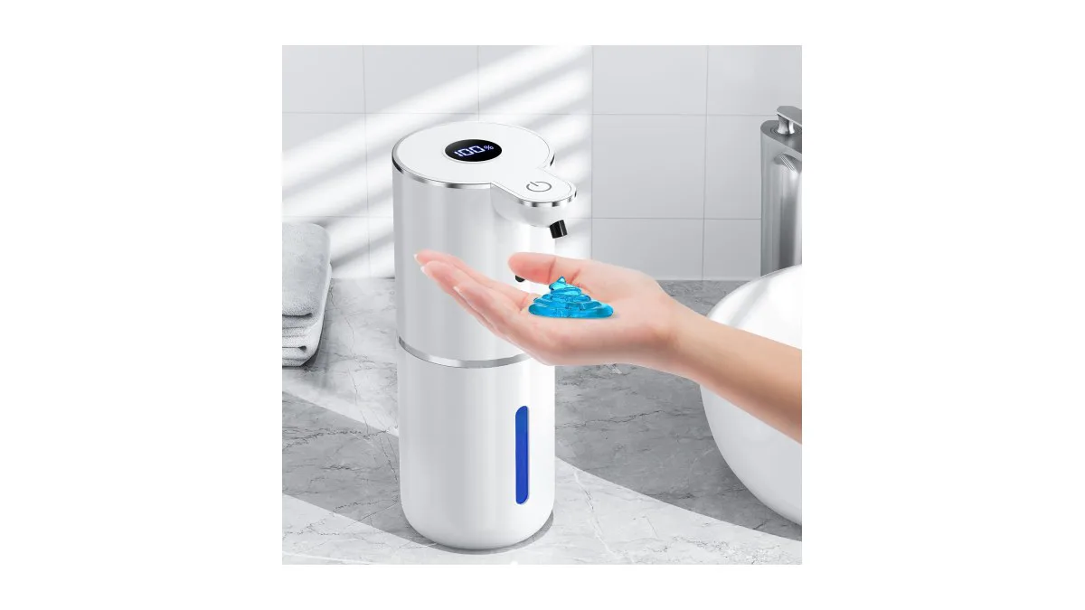 Fachixy automatischer Seifenspender 380 ml weiß, digitale Anzeige