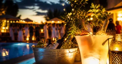 Poolparty mit Flaschenkühler und LED‑Eiskübel