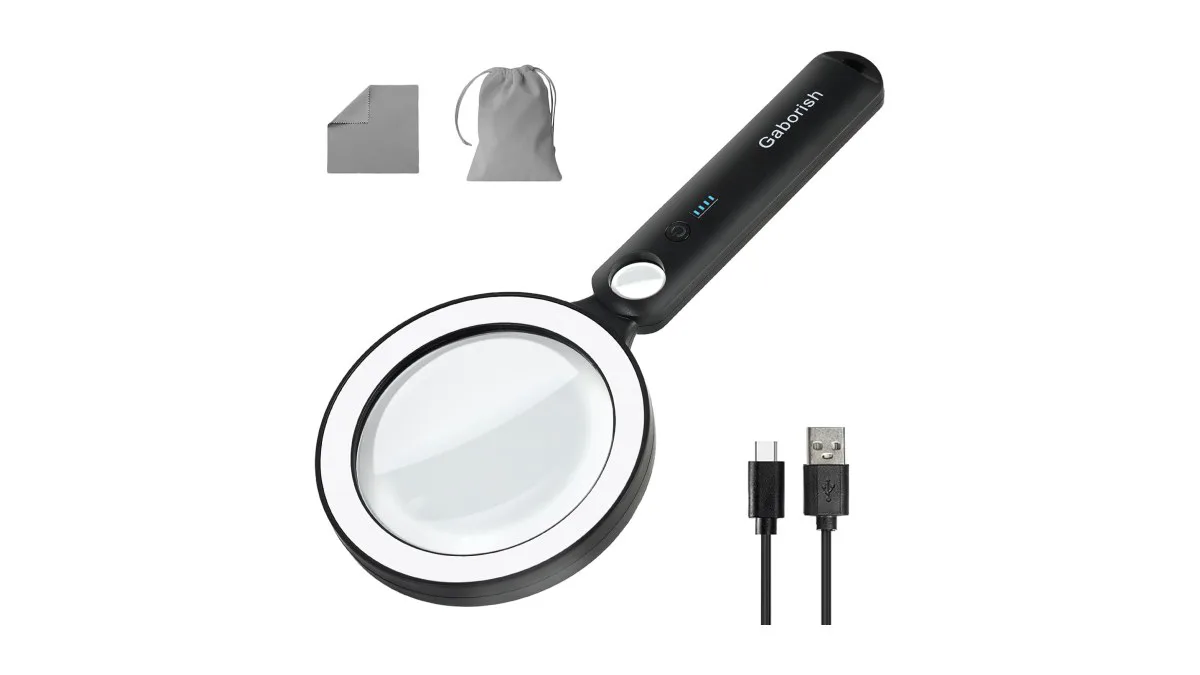 GABORISH aufladbare Leselupe mit 36 LEDs und USB-Anschluss