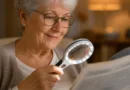 Leselupen mit Licht: Welche Handlupe passt zu wem? Ältere Person liest Zeitung mit handgehaltener Leselupe und LED-Licht