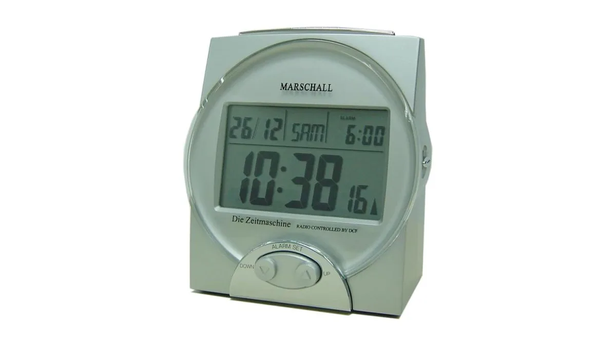 Marschall I 1025 sprechende Funkuhr silber großes Display