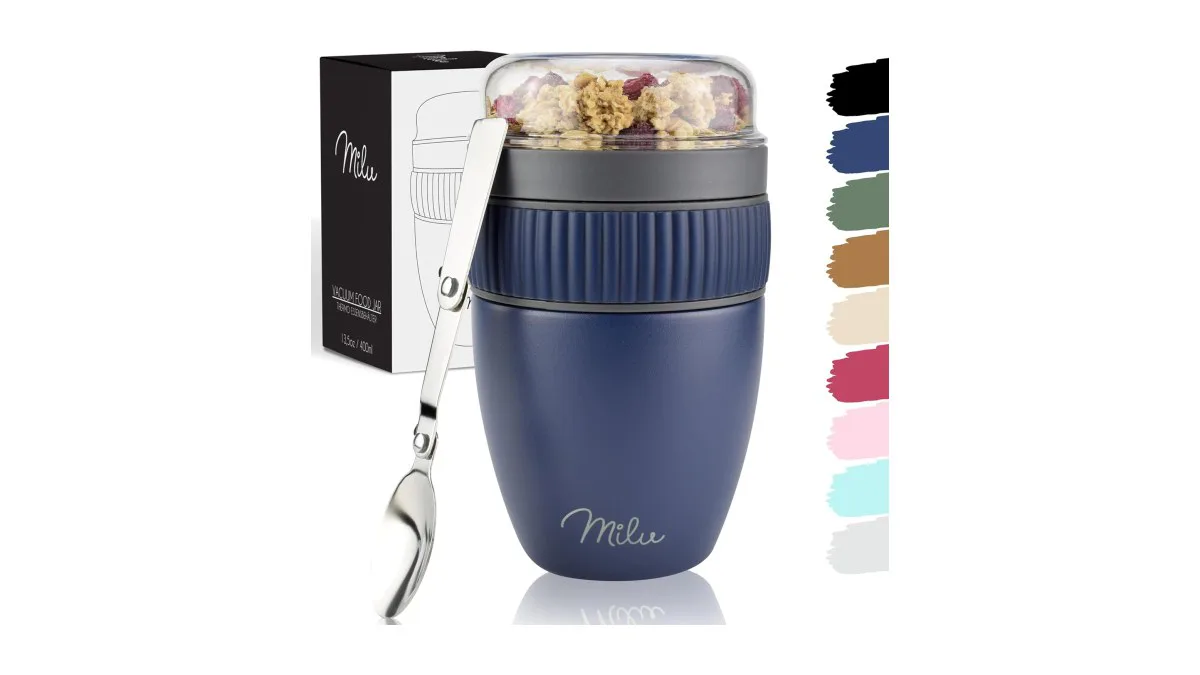 Milu MüsliMax isolierter Edelstahlbecher 400ml navyblau