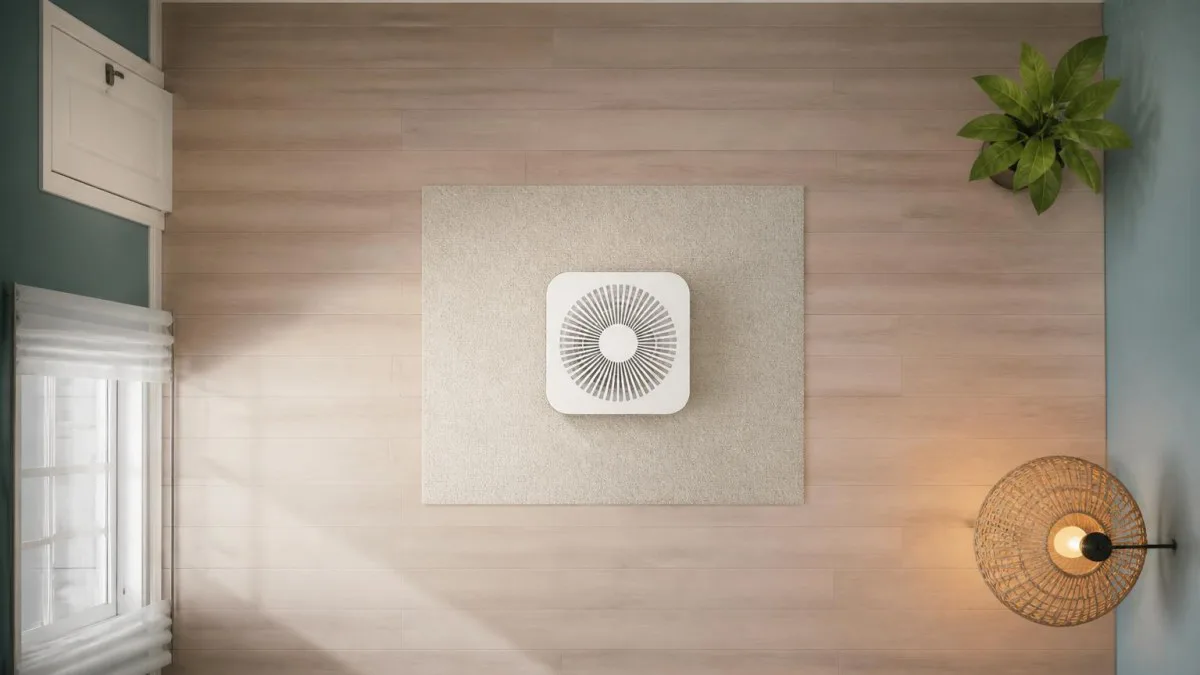 Schematische Ansicht: optimale Rauchmelder‑Position an Decke