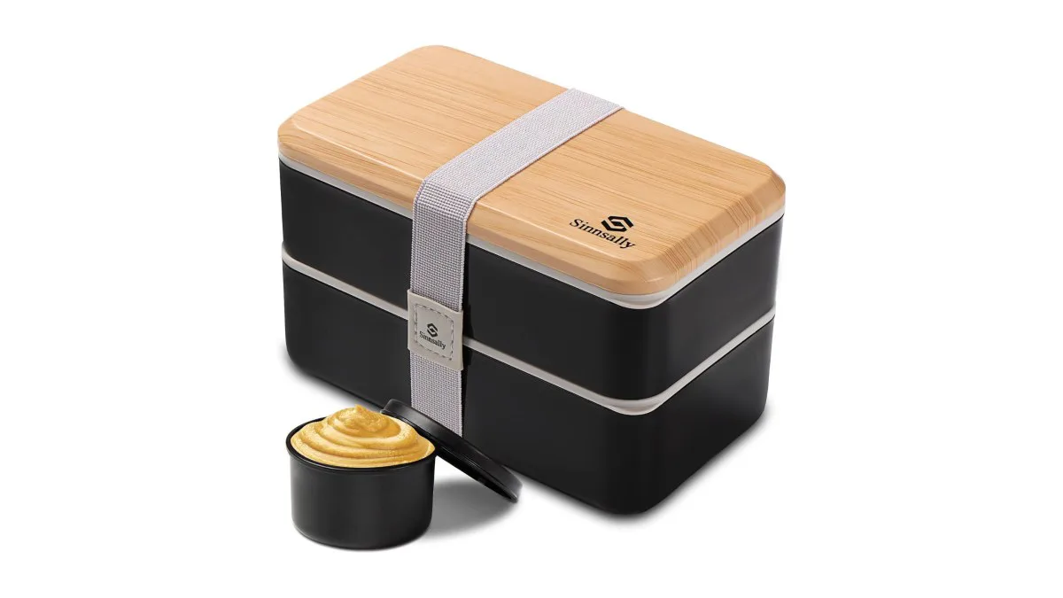 Sinnsally Bento Lunchbox 1400ml mit Besteck und mehreren Fächern