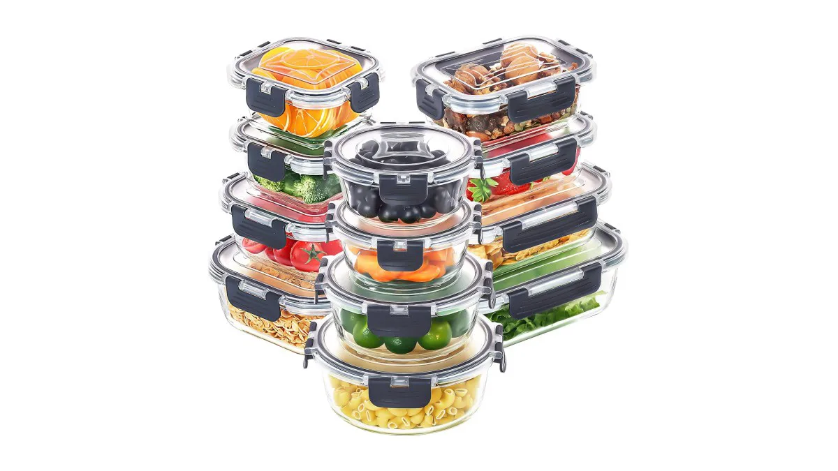 skroam 24 teilig glas set 12 behälter 12 deckel