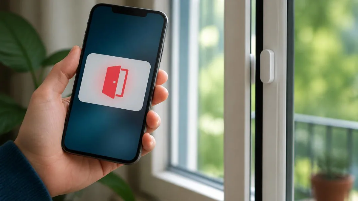 Smartphone zeigt Push‑Benachrichtigung wegen geöffnetem Fenster